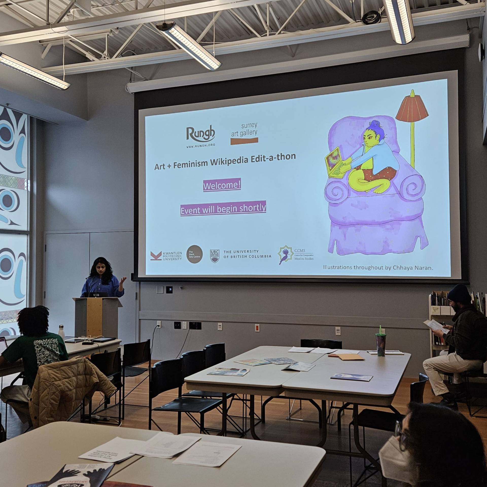 Empowering art and feminism through Wikipedia at Rungh Art Gallery event in Vancouver.