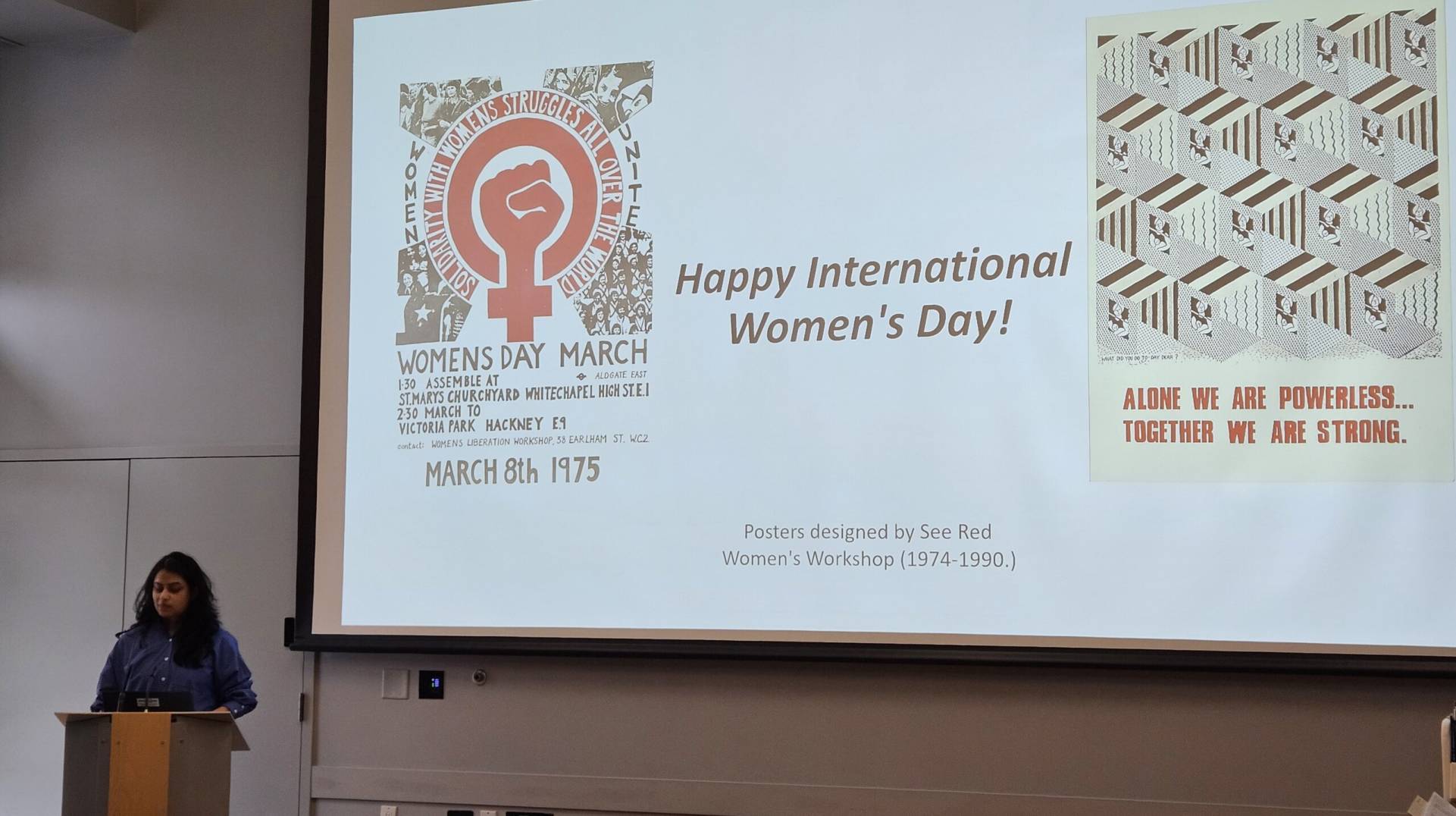 Empowerment women’s movement poster celebrating International Women's Day 1975, feminist protest artwork.