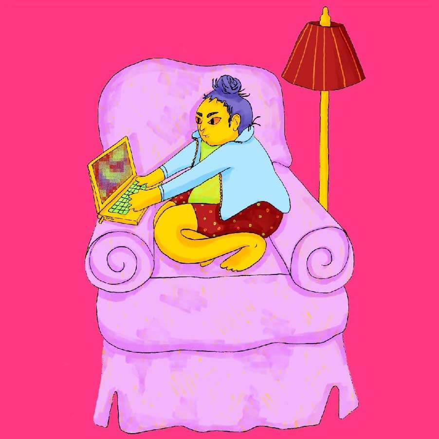 Illustrations by Chhaya Naran for the 2021 Surrey Art Gallery/Rungh Art + Feminism Wikipedia Edit-a-thon event (Instagram @butterlvr69, web https://ahycah.com/).