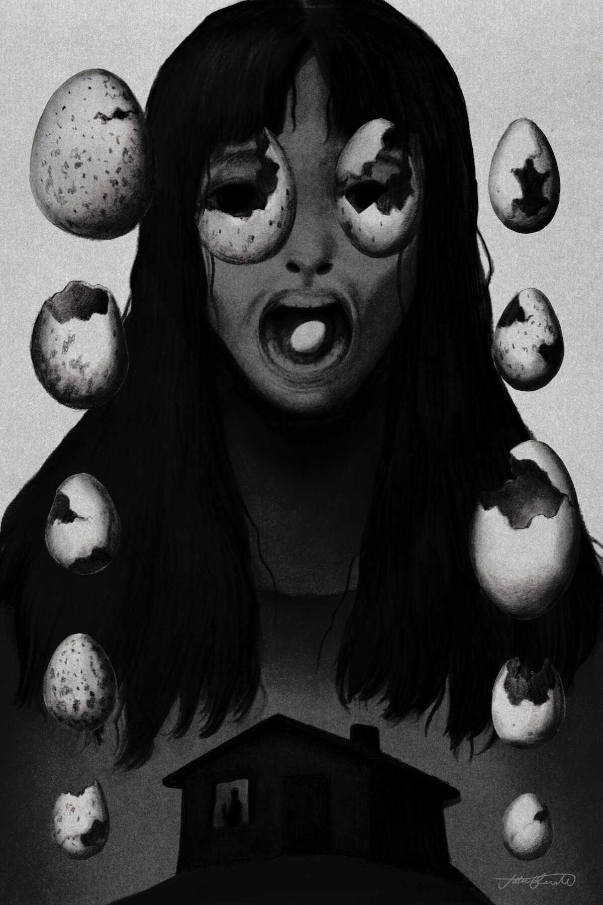 Artist Julie Benbassat for Eggshells in Death in the Mouth