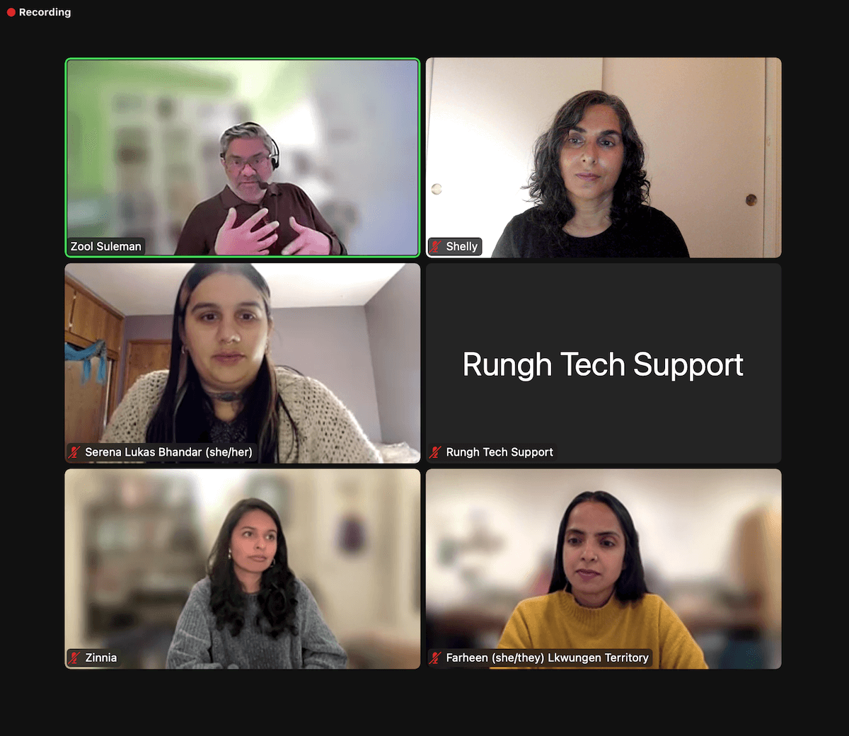 Image Credit: Shelly Bahl – screen shot #1 – Rungh ‘zine’ launch event – November 9, 2023