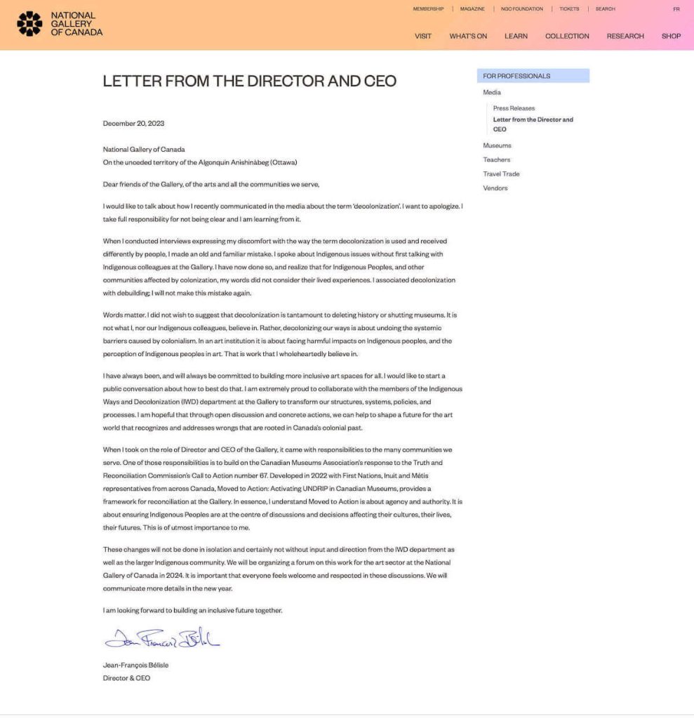 Letter from the Director and CEO - National Gallery of Canada