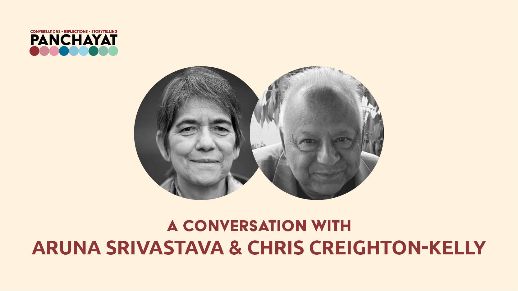 Image of Aruna Srivastava and Chris Creighton-Kelly in discussion.