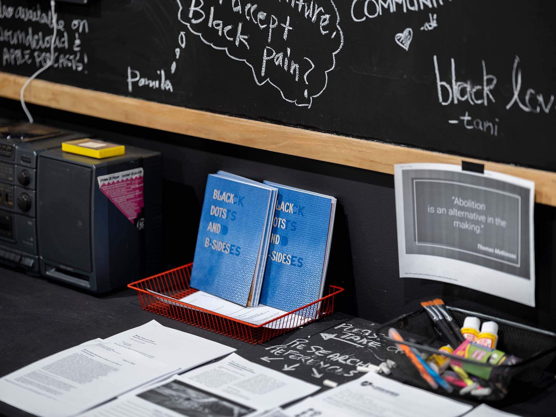 Research/Resource workspace w/exhibition publication Black Dots and B-Sides